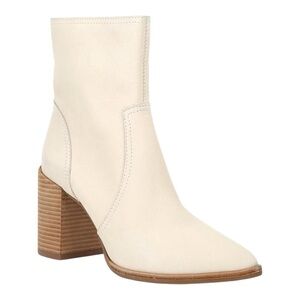 Gianni Bini Darnold Bone Beige Leather Ankle Heel Boots Pointed NWOB Size 9.5